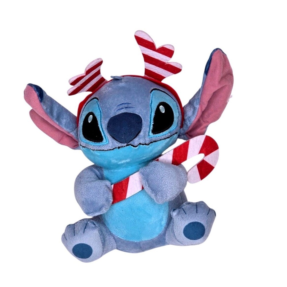Disney Lilo & Stitch Christmas Holiday Cuddly Soft Stuffed Plush Toy Candy Cane